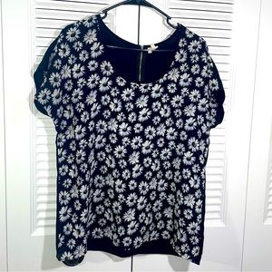 Daisy Print Sheer Blouse